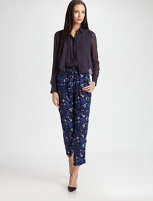 Supple silk, tailored in a breezy, cropped style and patterned with a floral ikat print.Elastic waistband with drawstring tieCropped legInseam, about 27SilkDry cleanImportedModel shown is 5'11 (180cm) wearing US size 4. Additional Information Women's Premier Designer & Contemporary Size Guide 