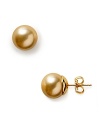 Majorica 12mm round champagne pearl stud earrings are beautifully crafted using organic man made pearls from Mallorca, Spain. Sterling silver and 14 karat post for pierced ears.