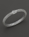 Medium signature woven chain bracelet with diamond pavé clasp, designed by John Hardy.