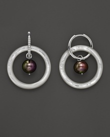 Lisa Nik Earth & Sea Black Pearl Hoop Trio with Diamonds