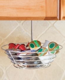 Keep tea, cocoa and coffee pods within reach but out of the way with this hanging storage basket, featuring a fuss-free metal design with room for 36 pods. Keep tea, cocoa and coffee pods within reach but out of the way with this hanging storage basket, featuring a fuss-free metal design with room for 36 pods.