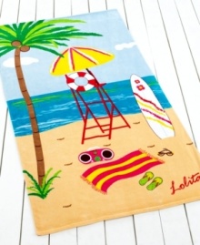 The beach towel of your dreams is here! Featuring a whimsical scene of a tropical escape, this Lolita towel takes you away, no matter where you are.