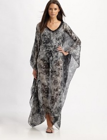 Whimsy is the word to use when describing this breezy style.V-neckLong flutter sleevesSelf-tieSilkDry cleanImported Whimsy is the word to use when describing this breezy style.V-neckLong flutter sleevesSelf-tieSilkDry cleanImported