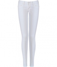 Elevate your casual look with these bright white skinnies from True Religion - Low-rise, classic five-pocket styling, slim fit, skinny leg - Style with an oversized blouse, a boyfriend blazer, and embellished ballet flats Elevate your casual look with these bright white skinnies from True Religion - Low-rise, classic five-pocket styling, slim fit, skinny leg - Style with an oversized blouse, a boyfriend blazer, and embellished ballet flats