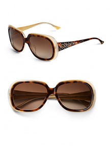 THE LOOKRounded rectangle framesVariegated, ombre handmade acetate framesEtched swirl design and Austrian crystals on temples and tipsTHE COLORTopaz with brown gradient lensORIGINImported THE LOOKRounded rectangle framesVariegated, ombre handmade acetate framesEtched swirl design and Austrian crystals on temples and tipsTHE COLORTopaz with brown gradient lensORIGINImported