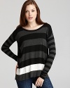 Bold black-and-white stripes lend a graphic punch to this Bailey 44 long-sleeve top.