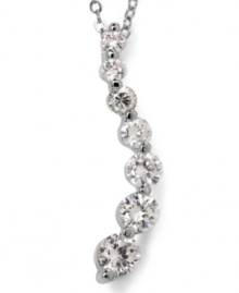 Make a sparkling statement in City by City's cubic zirconia (4 ct. t.w.) journey pendant necklace. Set in silver tone mixed metal. Approximate length: 16 inches + 3-inch extender. Approximate drop: 2 inches. Make a sparkling statement in City by City's cubic zirconia (4 ct. t.w.) journey pendant necklace. Set in silver tone mixed metal. Approximate length: 16 inches + 3-inch extender. Approximate drop: 2 inches.