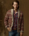 Wood-splitting, fire-building, trailblazing: This earthy Southwestern-inspired wool-blend cardigan evokes the feel of the Great Outdoors--anytime, anywhere.