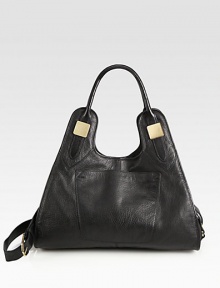 A go-everywhere style in stunning pebbled leather with goldtone hardware.Double top handles, 10 dropDetachable adjustable shoulder strap, 20-22½ dropMagnetic snap closureTwo open and one zip inner compartmentsFully lined16½W X 15H X 8DImported A go-everywhere style in stunning pebbled leather with goldtone hardware.Double top handles, 10 dropDetachable adjustable shoulder strap, 20-22½ dropMagnetic snap closureTwo open and one zip inner compartmentsFully lined16½W X 15H X 8DImported