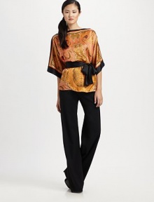 Wonderfully woven silk meets an exceptional print breathing new life into the beloved kimono top.BoatneckKimono sleevesAllover printSelf-tie beltAbout 26 from shoulder to hemSilkDry cleanImported Model shown is 5'9 (175cm) wearing US size Small. 