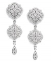 Victorian elegance. Eliot Danori's vintage-themed drop earrings dazzle with the addition of sparkling glass crystals in an intricate silver tone mixed metal setting. Approximate drop: 2-1/2 inches.