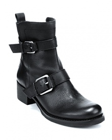 Moto-meets-Chelsea Lucky Brand boots feature bold, buckled straps that make a statement. Moto-meets-Chelsea Lucky Brand boots feature bold, buckled straps that make a statement.