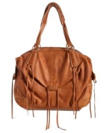 Laid-back with a veritable '70s vibe, this Jordana satchel from Lucky Brand has haute hippie-chic allure. Crafted from buttery-soft leather, it features ruched detailing, woven stitching and tie accents, while the spacious interior is outfitted with plenty of pockets for all your must-haves. Laid-back with a veritable '70s vibe, this Jordana satchel from Lucky Brand has haute hippie-chic allure. Crafted from buttery-soft leather, it features ruched detailing, woven stitching and tie accents, while the spacious interior is outfitted with plenty of pockets for all your must-haves.