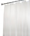 Featuring durable polyester in clear frosty hue, the Eva shower curtain liner protects your bath from stray splashes while conveniently blending with any decor. Also boasts reinforced button holes with rust-proof metal grommets and a structured top hem.