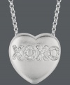 Say it from the heart. Sweethearts' adorable heart-shaped pendant expresses more that just great style with the letters XOXO written in round-cut diamonds (1/10 ct. t.w.) across the surface. Pendant crafted in sterling silver. Copyright © 2011 New England Confectionery Company. Approximate length: 16 inches + 2-inch extender. Approximate drop: 5/8 inch.