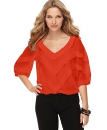 A modern chevron design adds stylish dimension to this dressy top from Studio M.This is a test. A modern chevron design adds stylish dimension to this dressy top from Studio M.This is a test.