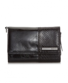 The perfect silhouette, size and style for the everyday! This refined wallet by Kenneth Cole Reaction features a trifold design with sleek python print accents, a signature logo plaque and an ultra-organized interior. The perfect silhouette, size and style for the everyday! This refined wallet by Kenneth Cole Reaction features a trifold design with sleek python print accents, a signature logo plaque and an ultra-organized interior.