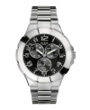 A good sport: a structured steel timepiece by GUESS.