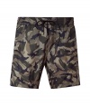Stylish swim shorts are a must-have for summer fun - These feature cool camouflage print on quick-drying and deceptively comfortable olive-patterned nylon - Fashionable boxer shorts cut with elastic and drawstring waistband - Straight, moderately wide leg is at ideal length - Causal and trendy, it is the perfect companion for beach and pool