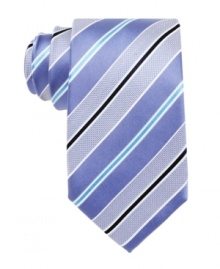 A sleek mix of textures on this Tasso Elba tie lends a modern finish to your standard 9-5 wardrobe. A sleek mix of textures on this Tasso Elba tie lends a modern finish to your standard 9-5 wardrobe.