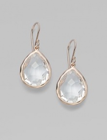 From the Ippolita Rosé Collection. Faceted clear quartz teardrops with 18K yellow gold borders.Clear quartz An alloy of 18K gold and sterling silver plated with 18K rose gold Length, about ¾ Width, about ½ Earwires Imported 