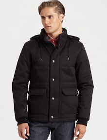 This lightweight outerwear style is incredibly structured and quilted to beat the season's elements in style, featuring an attached drawstring hood for added protection.Zip frontSnap-button placketStand collarAttached drawstring hoodWaist flap pocketsFully linedAbout 30 from shoulder to hemCottonDry cleanImported This lightweight outerwear style is incredibly structured and quilted to beat the season's elements in style, featuring an attached drawstring hood for added protection.Zip frontSnap-button placketStand collarAttached drawstring hoodWaist flap pocketsFully linedAbout 30 from shoulder to hemCottonDry cleanImported