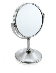 Add some glam to your beauty routine while isolating even the finest hair for precise, easy tweezing. Great for brow shaping, applying makeup and contacts. Our optically correct 10X/1x magnifying mirror is clear from edge-to-edge with no distortion. This gorgeously decorated two-sided vanity mirror will be a beautiful addition to any household. Made with Swarovski® Elements. Add some glam to your beauty routine while isolating even the finest hair for precise, easy tweezing. Great for brow shaping, applying makeup and contacts. Our optically correct 10X/1x magnifying mirror is clear from edge-to-edge with no distortion. This gorgeously decorated two-sided vanity mirror will be a beautiful addition to any household. Made with Swarovski® Elements.