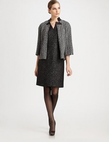 Lurex tweed, in an architectural style featuring vents at the cuffs and neckline.Stand collarNotched necklineThree-quarter sleevesVented cuffsAbout 15 from shoulder to hem65% rayon/23% wool/8% nylon/4% polyesterDry cleanMade in USA of imported fabricModel shown is 5'10 (177cm) wearing US size 4. Lurex tweed, in an architectural style featuring vents at the cuffs and neckline.Stand collarNotched necklineThree-quarter sleevesVented cuffsAbout 15 from shoulder to hem65% rayon/23% wool/8% nylon/4% polyesterDry cleanMade in USA of imported fabricModel shown is 5'10 (177cm) wearing US size 4.