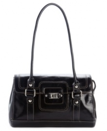 Exquisite glazed leather, subtle contrast stitching and polished silver-tone hardware lend a luxe feeling to this ladylike satchel from Giani Bernini. Its well-organized interior includes zipper pockets and slip compartments to ensure valuables stay safe and secure. Exquisite glazed leather, subtle contrast stitching and polished silver-tone hardware lend a luxe feeling to this ladylike satchel from Giani Bernini. Its well-organized interior includes zipper pockets and slip compartments to ensure valuables stay safe and secure.
