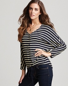 Smart nautical style begins with this Red Haute striped cardigan rendered in a cinched-waist silhouette for feminine shape. Dolman sleeves finish the look with modernity for weekend cool. Smart nautical style begins with this Red Haute striped cardigan rendered in a cinched-waist silhouette for feminine shape. Dolman sleeves finish the look with modernity for weekend cool.