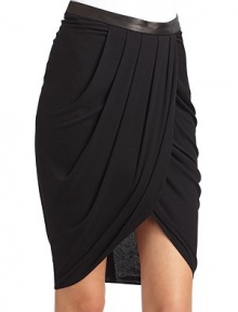 THE LOOKBanded leather waistPleated wrap-style frontTulip hemBack zip closureTHE FITAbout 25 from waist to hemTHE MATERIAL80% modal/20% cashmereCARE & ORIGINDry cleanMade in USAModel shown is 5'10 (177cm) wearing US size 4. THE LOOKBanded leather waistPleated wrap-style frontTulip hemBack zip closureTHE FITAbout 25 from waist to hemTHE MATERIAL80% modal/20% cashmereCARE & ORIGINDry cleanMade in USAModel shown is 5'10 (177cm) wearing US size 4.