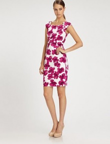 EXCLUSIVELY AT SAKS. Pretty painterly florals highlight this elegant frock tailored with a hint of stretch for a sleek, feminine fit.Square necklineExtended shouldersSet-in waistFlat frontCenter back zipperAbout 24 from natural waist97% cotton/3% spandexDry cleanMade in USA of imported fabricModel shown is 5'9 (175cm) wearing US size 4.