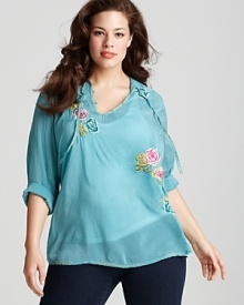 Johnny Was Collection Plus Size Roslin Embroidered Blouse Johnny Was Collection Plus Size Roslin Embroidered Blouse