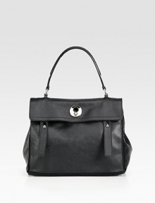 Taurillon leather pairs with YSL denim in this roomy flap-front silhouette.Top handle, 6 dropFlap with slide-lock closureOne outside open pocketProtective metal feetCenter zip pocketTwo inner compartmentsCotton lining12W X 9¾H X 5¾DMade in Italy Taurillon leather pairs with YSL denim in this roomy flap-front silhouette.Top handle, 6 dropFlap with slide-lock closureOne outside open pocketProtective metal feetCenter zip pocketTwo inner compartmentsCotton lining12W X 9¾H X 5¾DMade in Italy