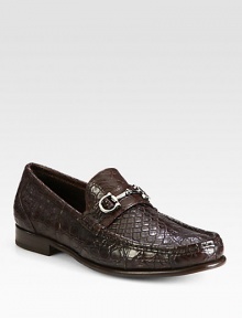 A classic, yet comfortable loafer design is constructed in crocodile with signature silver bit detail.Crocodile upperLeather liningPadded insoleLeather soleMade in ItalyOUR FIT MODEL RECOMMENDS ordering true size. A classic, yet comfortable loafer design is constructed in crocodile with signature silver bit detail.Crocodile upperLeather liningPadded insoleLeather soleMade in ItalyOUR FIT MODEL RECOMMENDS ordering true size.