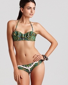 Mara Hoffman's kaleidoscopic bikini is a must for the style-setter turned sunbather. With ruffle trims and a vibrant print, this bikini is at its best with an armload of bangles and head-turning attitude.