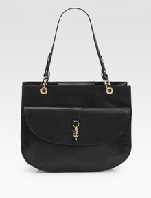This slim, rounded silhouette is crafted from lustrous leather, finished with polished hardware and a front flap pocket.Shoulder straps, 10 dropMagnetic snap closureOne outside magnetic snap flap pocketOne inside zip pocketTwo inside open pocketsFully lined14½W X 12½H X 4DImported This slim, rounded silhouette is crafted from lustrous leather, finished with polished hardware and a front flap pocket.Shoulder straps, 10 dropMagnetic snap closureOne outside magnetic snap flap pocketOne inside zip pocketTwo inside open pocketsFully lined14½W X 12½H X 4DImported