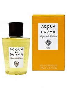 This luxurious formula is rich in natural elements of wheat germ oil, coconut milk, avocado, aloe, horse-chestnut, silk powder and vitamin E. Leaves skin cleansed and lightly scented with the spicy notes of Colonia. 6.7 oz. This luxurious formula is rich in natural elements of wheat germ oil, coconut milk, avocado, aloe, horse-chestnut, silk powder and vitamin E. Leaves skin cleansed and lightly scented with the spicy notes of Colonia. 6.7 oz.