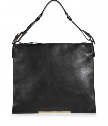 This streamlined shoulder bag from Jil Sander features supple smooth leather and a modernized slim shape - Square shape, shoulder strap with buckle detail, top zip closure, ultra-slim shape, gold-tone logo hardware detail at base - Perfect for off-duty cool or casual cocktails