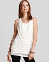 Donna Karan New York Tunic - Sleeveless Ribbon Draped Cowl