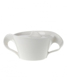Servingware with an elegant and swirling silhouette. The New Wave sugar bowl is crafted of fine china and makes a refined statement on any table. 8.75 oz capacity. From Villeroy & Boch's dinnerware and dishes collection. Servingware with an elegant and swirling silhouette. The New Wave sugar bowl is crafted of fine china and makes a refined statement on any table. 8.75 oz capacity. From Villeroy & Boch's dinnerware and dishes collection.