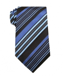 Stripes really make a statement. In fact, they'll be saying all the right things on this Geoffrey Beene tie that's sure to make you the topic of conversation.
