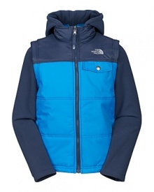 From The North Face®, a cleverly embellished quilted vest with knit sleeve insets for a just-right layer for those in-between autumn days. From The North Face®, a cleverly embellished quilted vest with knit sleeve insets for a just-right layer for those in-between autumn days.