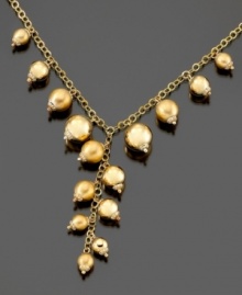 Glowing, gilded style. Spice up your daily look with this necklace crafted in brushed and polished 14k gold and sterling silver over sterling silver. Approximate length: 18 inches. Approximate drop: 3 inches. Glowing, gilded style. Spice up your daily look with this necklace crafted in brushed and polished 14k gold and sterling silver over sterling silver. Approximate length: 18 inches. Approximate drop: 3 inches.