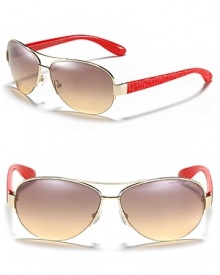 Classic aviators get a modern update with a sleek, compact design and colorful logo printed arms.