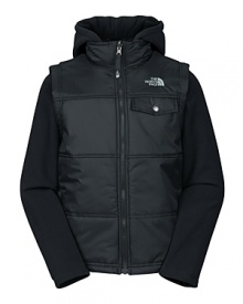 From The North Face®, a cleverly embellished quilted vest with knit sleeve insets for a just-right layer for those in-between autumn days. From The North Face®, a cleverly embellished quilted vest with knit sleeve insets for a just-right layer for those in-between autumn days.