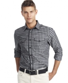 Just because it's called the boardroom it doesn't mean your outfit should bore your colleagues. Spruce up your look with this Kenneth Cole Reaction checkered shirt.