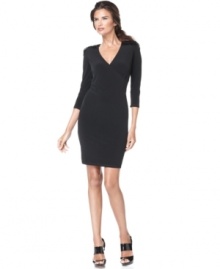 A little black dress with a hint of shine: Calvin Klein bedecks this petite sheath with panels of sparkling sequins at the shoulder and a figure-flattering fit. (Clearance)