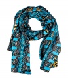 Work a wild edge into your outfit with Issas bright zebra print silk scarf - Stitched edges - Wear with a tee, boyfriend blazer and jeans, or over a tailored sheath with heels and a leather jacket