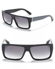 MARC BY MARC JACOBS uses side stripes and smokey lenses to lend a contemporary spin to retro wayfarers. MARC BY MARC JACOBS uses side stripes and smokey lenses to lend a contemporary spin to retro wayfarers.